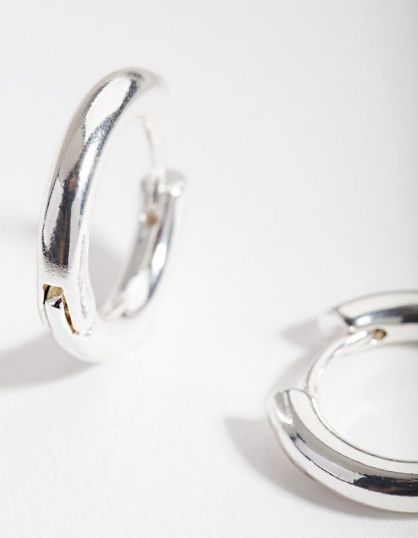 Silver Simple Polished Hoop Earrings Sale - Image 2