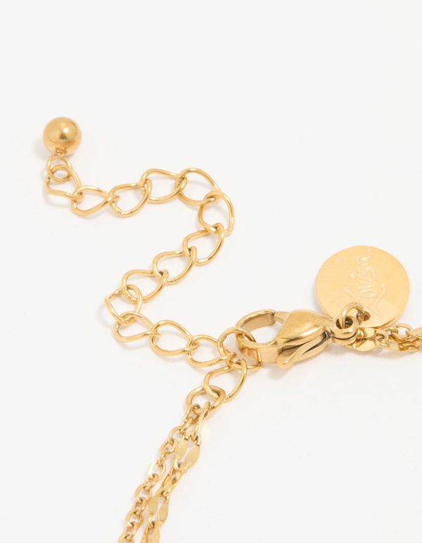 Waterproof Gold Plated Stainless Steel Dainty Cubic Zirconia Layered Bracelet Online now - Image 3