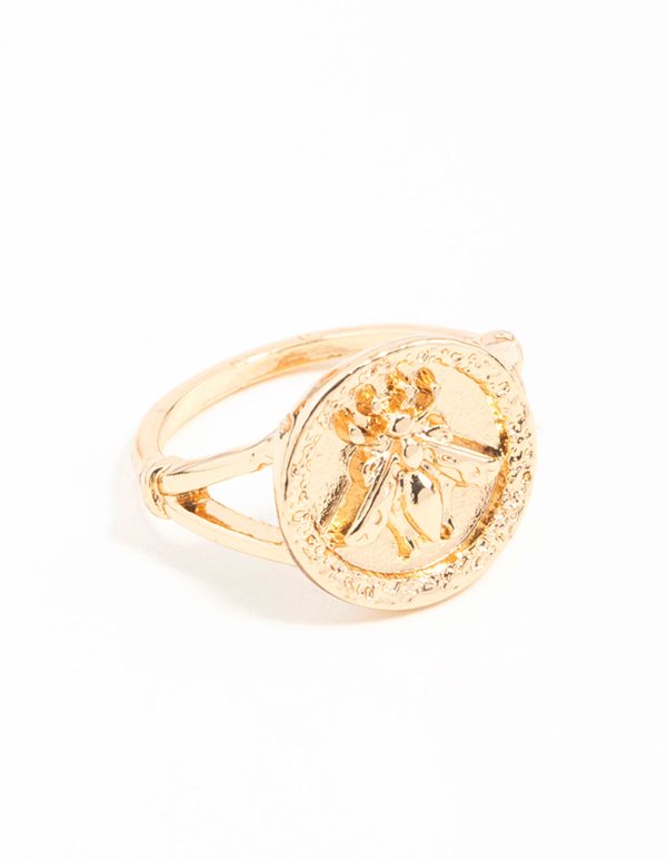 Gold Bee Coin Ring For Discount