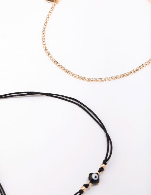 Gold Evil Eye Chain Anklet 3-Pack Online now - Image 3