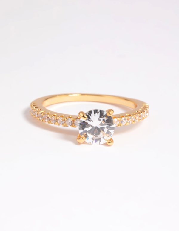 Gold Plated Cubic Zirconia Textured Ring Cheap - Image 2