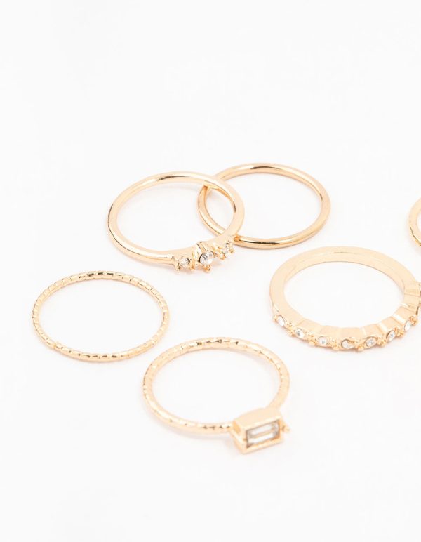Gold Fine Diamante Ring Pack 8 x 3 Sale - Image 2