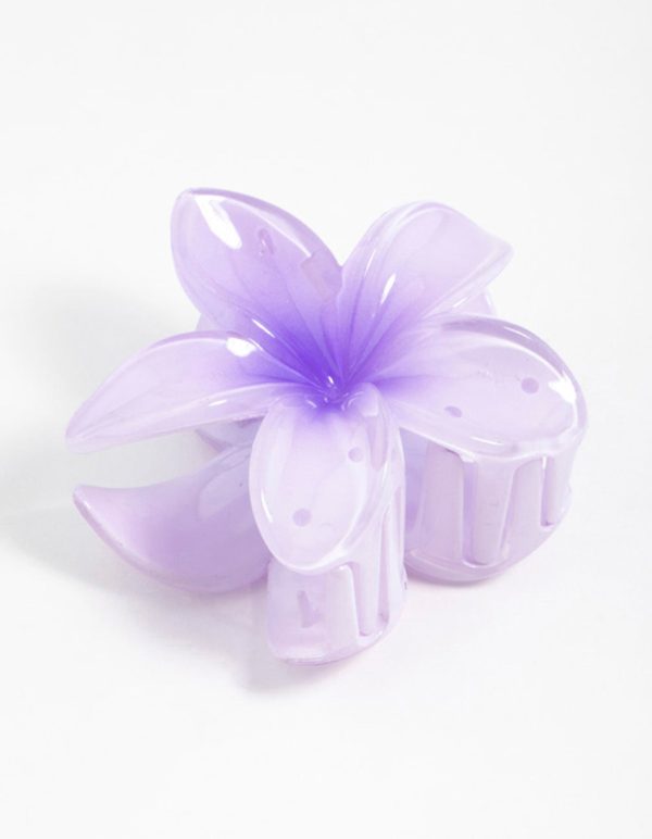 Purple Frangipani Hair Claw Clip Hot on Sale