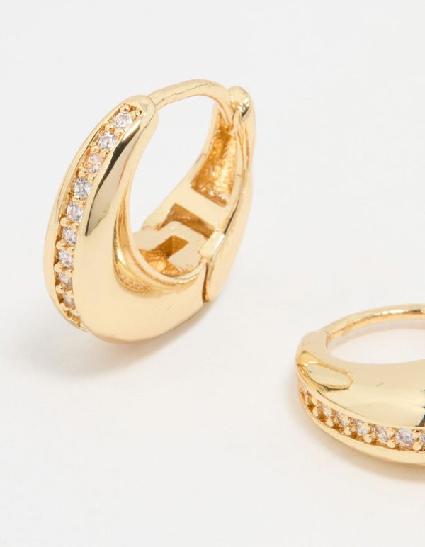 Gold Plated Cubic Zirconia Teardrop Hoop Earrings Fashion - Image 4