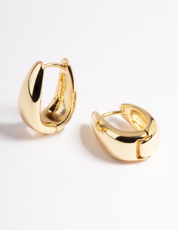 Gold  Plated  Bold Taper Hoop Earrings Online now - Image 5