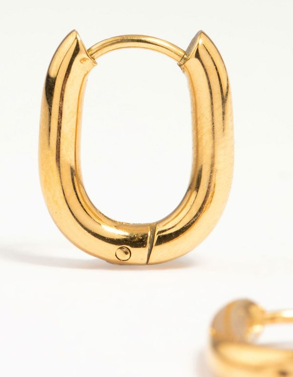 Waterproof Gold Plated Stainless Steel Medium Hoop Earrings Online - Image 4