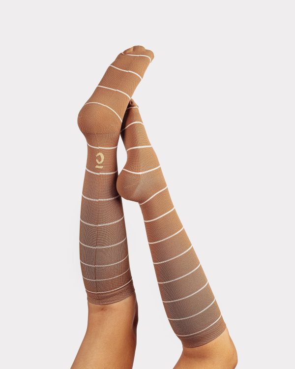 Compression Socks - Mocha Stripe For Discount - Image 2