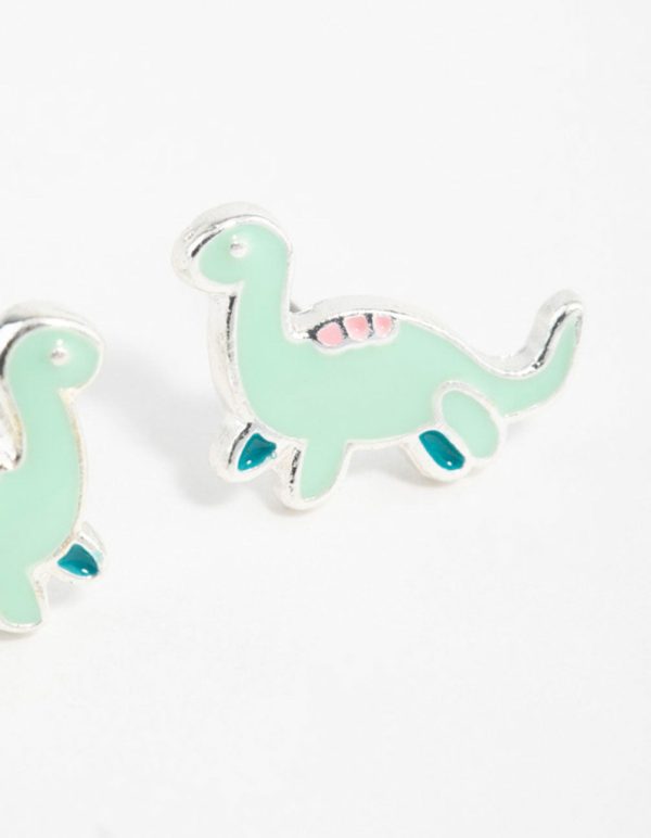 Silver Dinosaur Cartoon Stud Earrings Fashion - Image 3