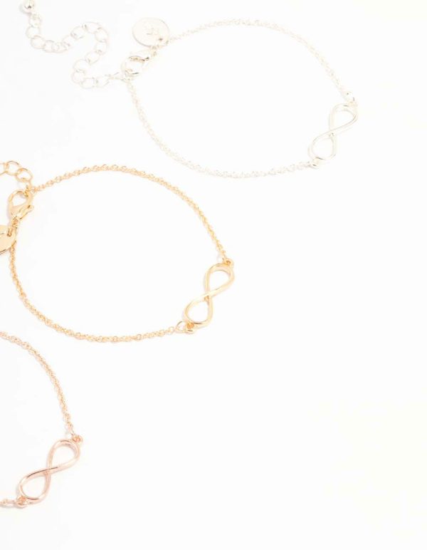 Mixed Metals Infinity Bracelets 3-Pack Supply - Image 3