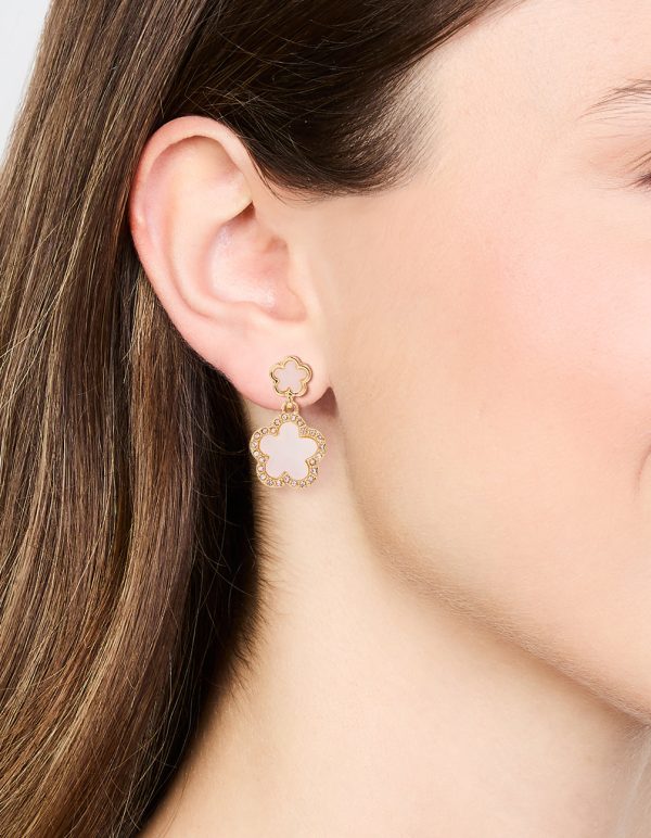 Gold Plated Flower Drop Earrings Online Sale - Image 2