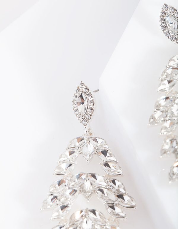 Silver Navette Stone Drop Earrings For Cheap - Image 3