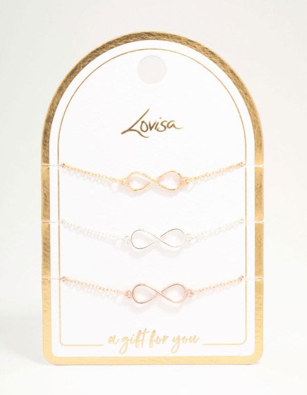 Mixed Metals Infinity Bracelets 3-Pack Supply - Image 2