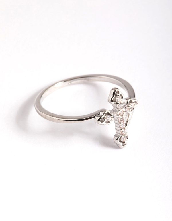 Rhodium Cubic Zirconia Cross Ring Online now - Image 2