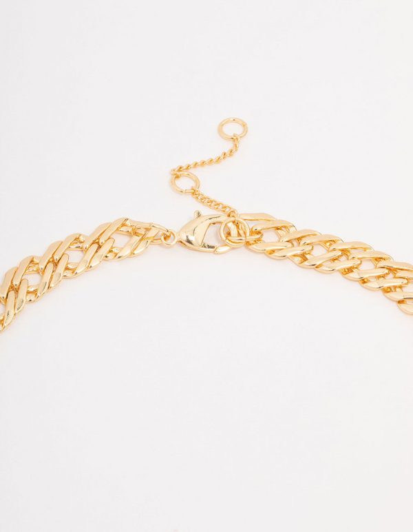 Gold Plated Flat Double Link Necklace Hot on Sale - Image 3