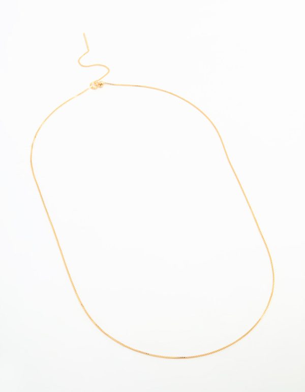 Gold Plated Sterling Silver Box Link Adjustable Necklace Sale - Image 4