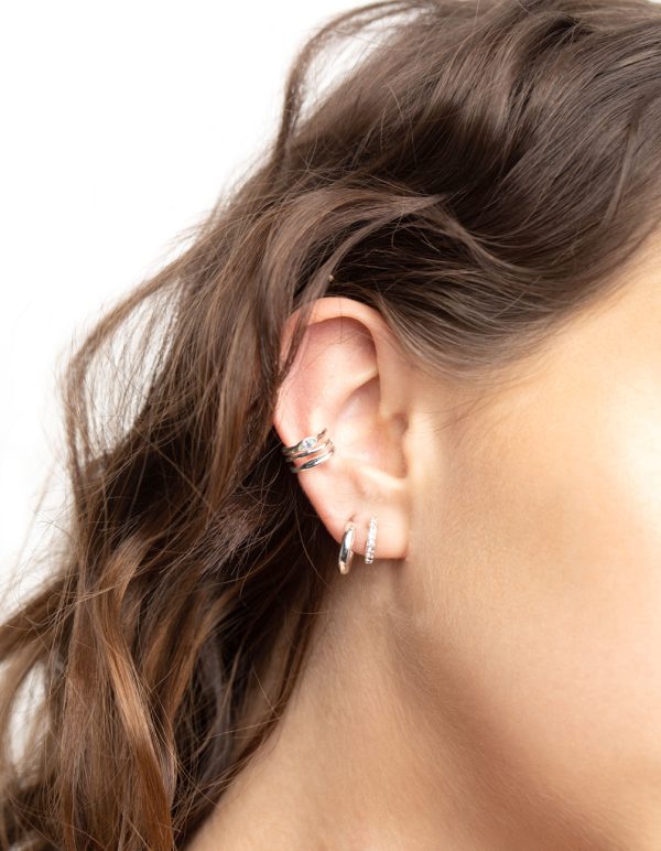 Silver Plated Diamante Hoops 5-Pack Cheap - Image 2