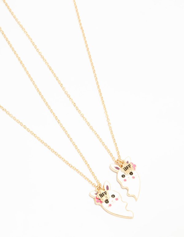 Kids Gold Bunny Heart BFF Pendant Necklaces 2-Pack Sale