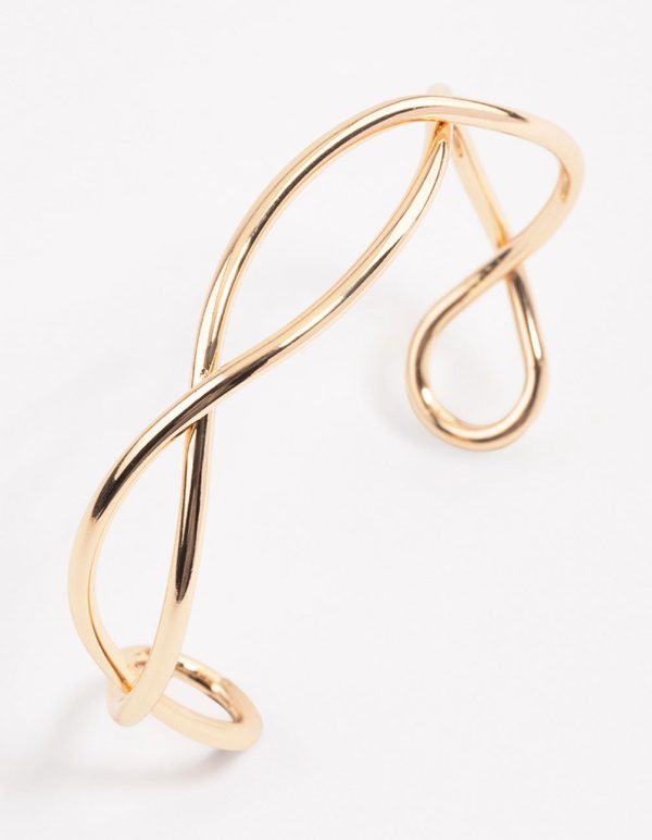 Gold Interwoven Wrist Cuff For Sale - Image 2