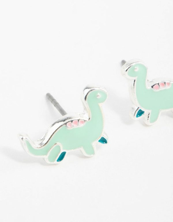 Silver Dinosaur Cartoon Stud Earrings Fashion - Image 2