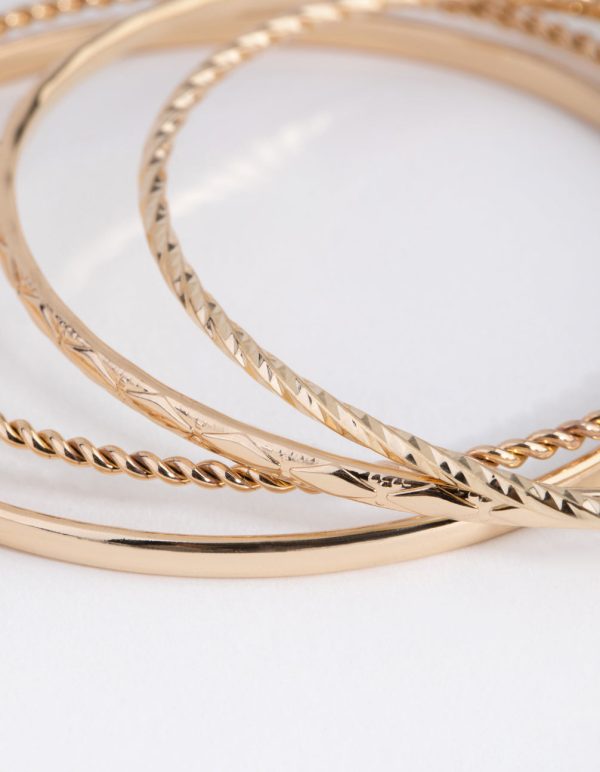 Gold Mix Texture 4-Pack Bangle Bracelets For Cheap - Image 3