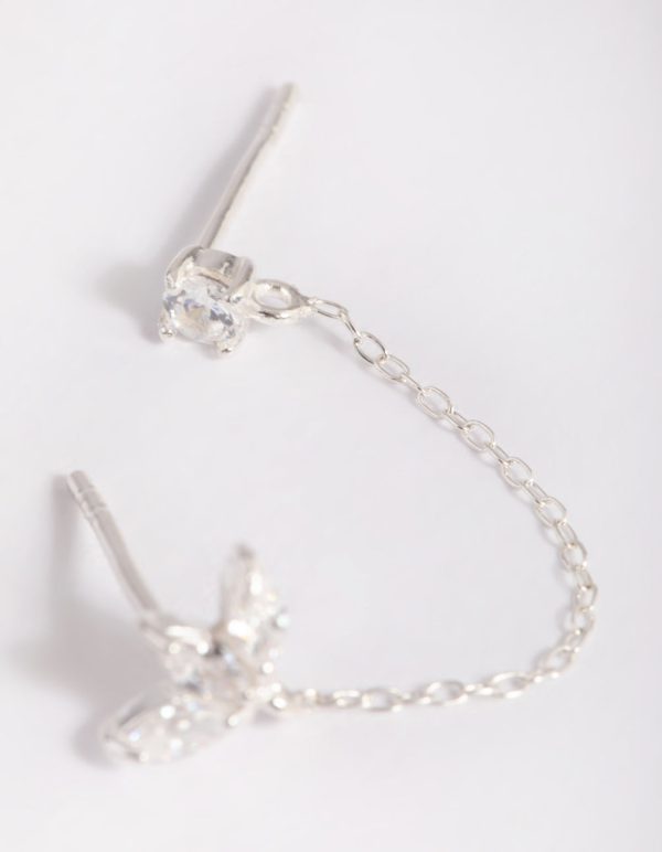 Sterling Silver Petal Chain Stud Earrings For Discount - Image 2