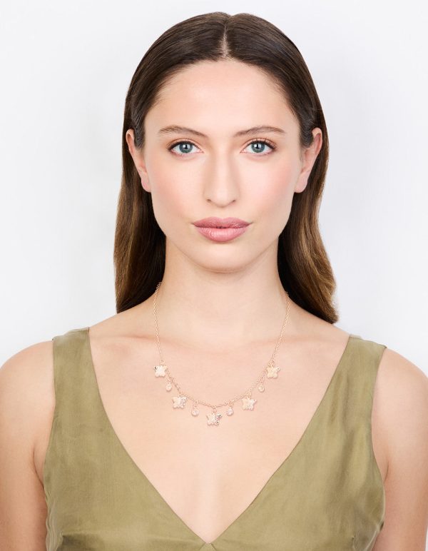 Gold Diamante Butterfly Drop Charm Necklace Sale - Image 3
