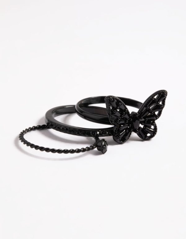 Black Butterfly Ring Pack Fashion - Image 3