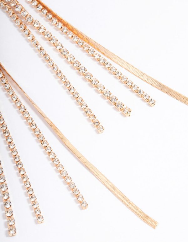 Gold Slim Mixed Chain Earrings on Sale - Image 3