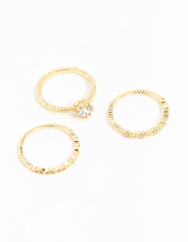 Gold Plated Cubic Zirconia Engaement Ring Stack For Cheap