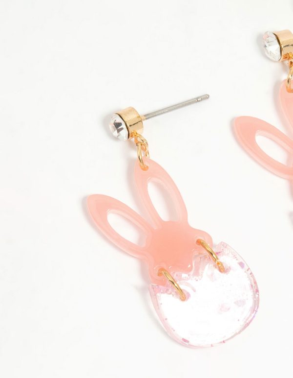 Kids Pink Glitter Bunny & Egg Drop Earrings Online Sale - Image 2