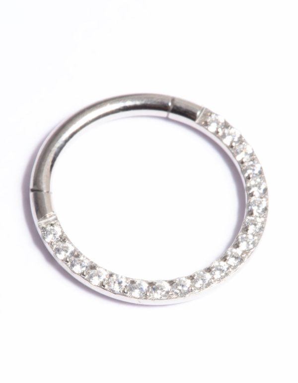 Titanium Cubic Zirconia 10mm Clicker Ring Online now