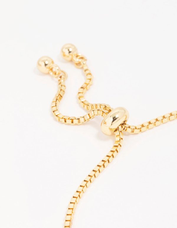 Gold Plated Brass Cubic Zirconia Heart & Bow Charm Bracelet For Cheap - Image 3