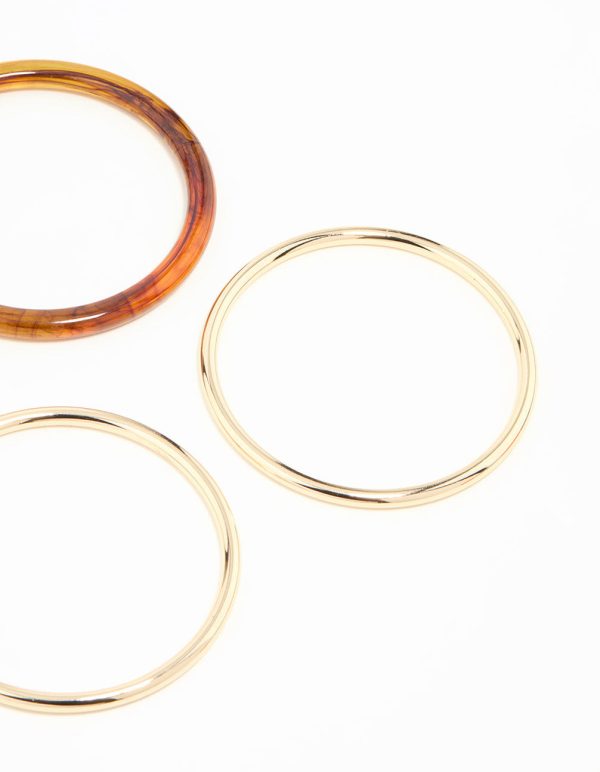 Gold & Tortoiseshell Bangles 5-Pack Online now - Image 3