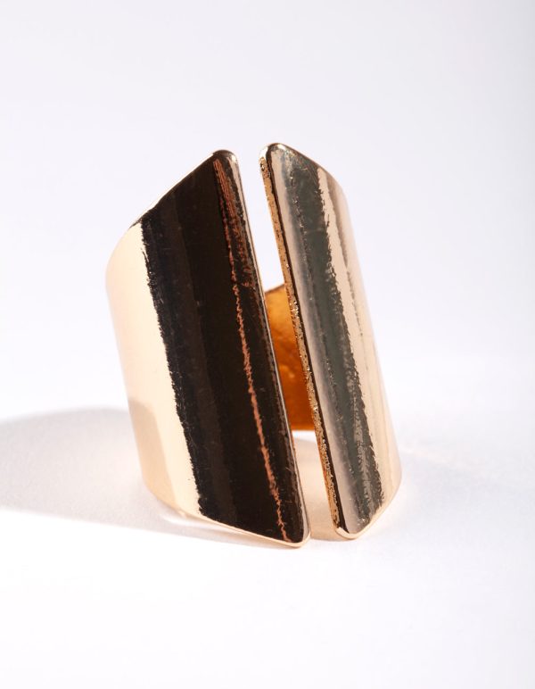 Gold Open Shield Ring Online Hot Sale - Image 2