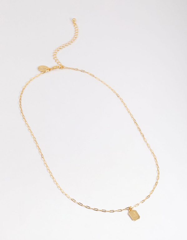 Letter J Gold Plated Rectangle Pendant Initial Necklace Hot on Sale - Image 2
