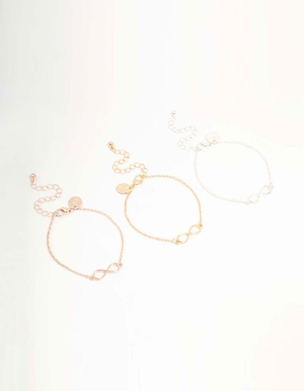 Mixed Metals Infinity Bracelets 3-Pack Supply