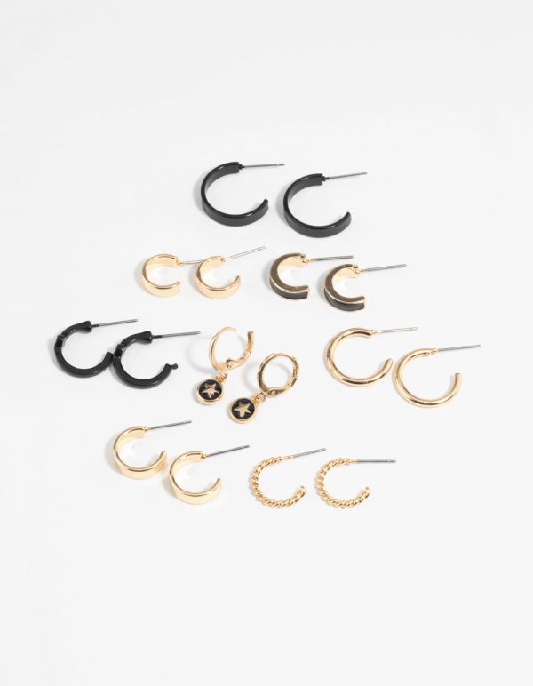 Gold Star Hoop Earring 8-Pack Hot on Sale - Image 2
