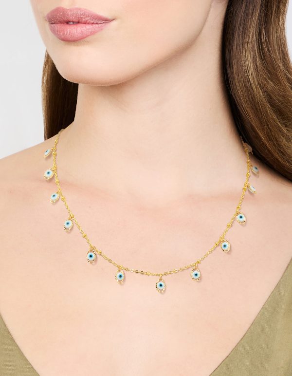 Waterproof Gold Plated Stainless Steel Evil Eye Necklace Online Sale - Image 2
