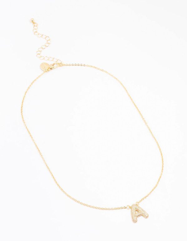 Gold Plated Pave Letter A Necklace Online Hot Sale - Image 2