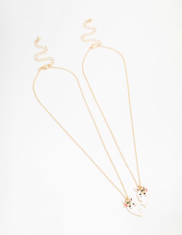 Kids Gold Bunny Heart BFF Pendant Necklaces 2-Pack Sale - Image 2
