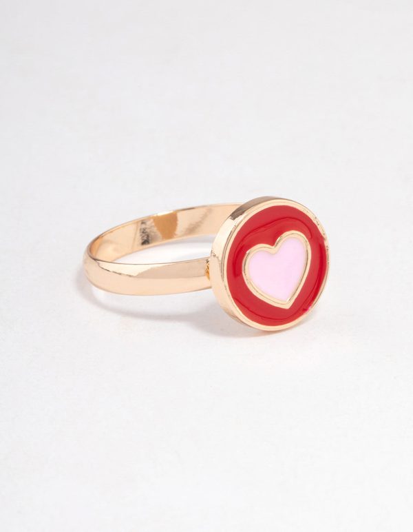 Gold Circled Heart Ring on Sale