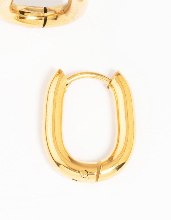 Waterproof Gold Plated Stainless Steel Medium Hoop Earrings Online - Image 5