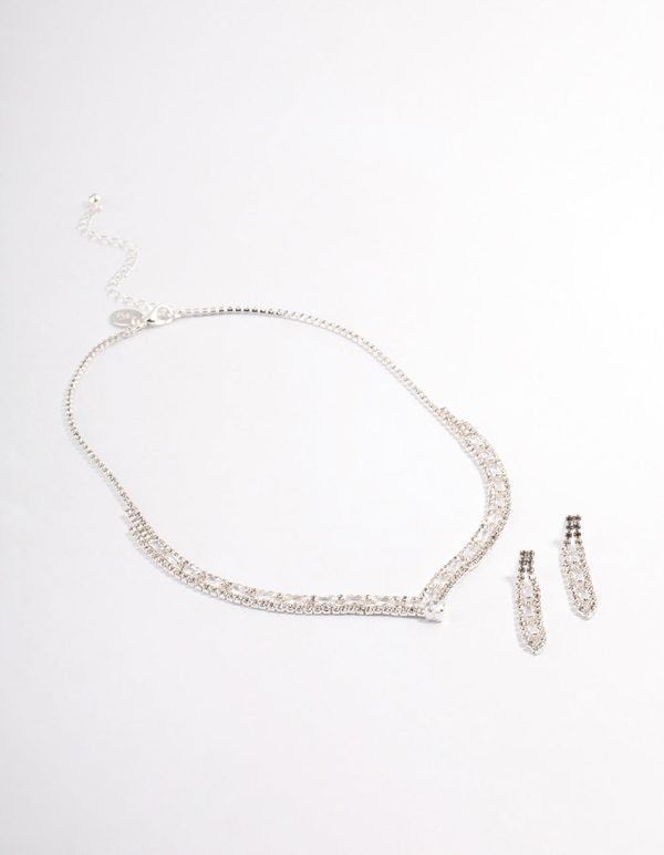Silver Rectangle Graduated Pendant Jewellery Sets Fashion - Image 2