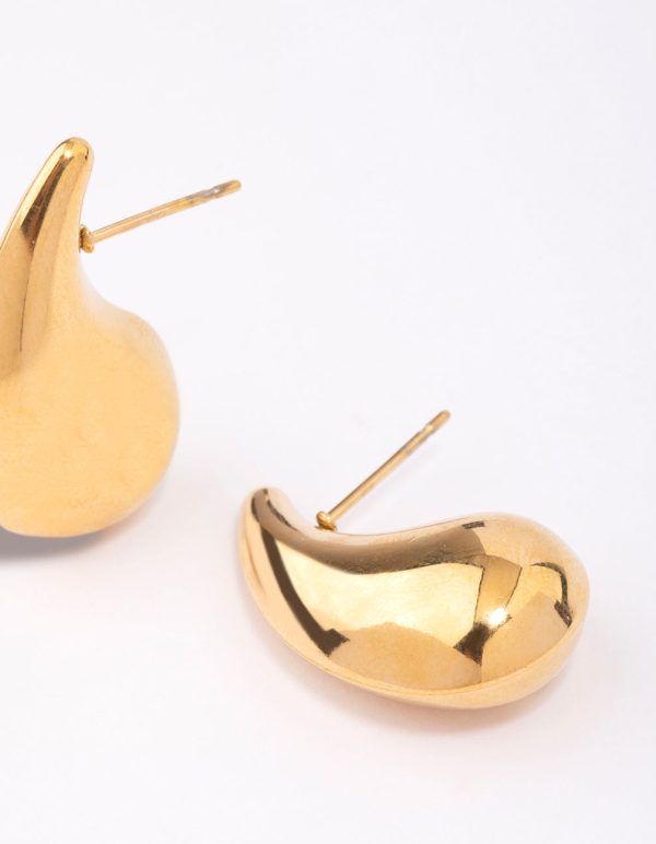 Waterproof Gold Plated Stainless Steel Skinny Bubble Drop Earrings Discount - Image 3