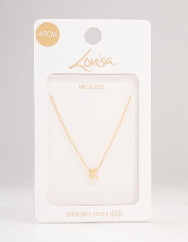 Gold Plated Sterling Silver Initial K Necklace Online now - Image 3