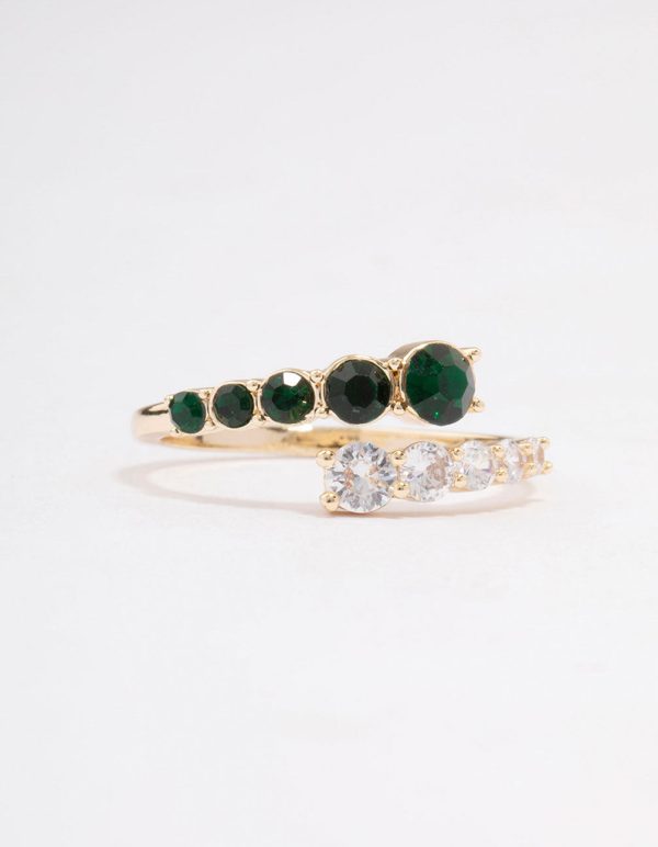 Gold Overlapping Cubic Zirconia Ring Fashion - Image 3