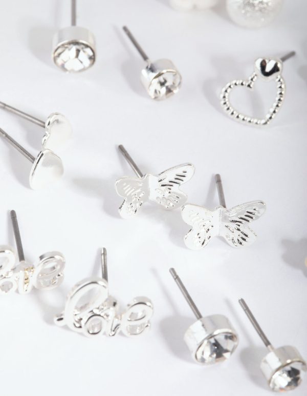 Silver Pearl Mixed Stud Earring 12-Pack Hot on Sale - Image 2