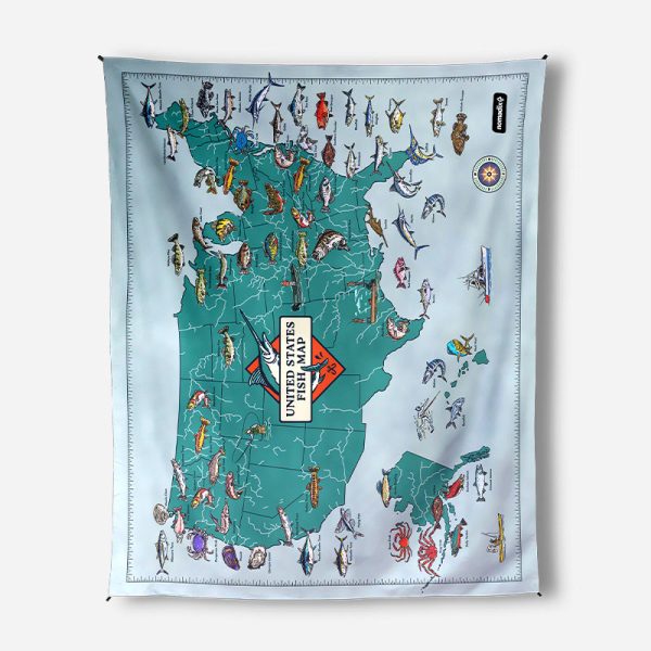 Festival Blanket: United States Fish Map Supply