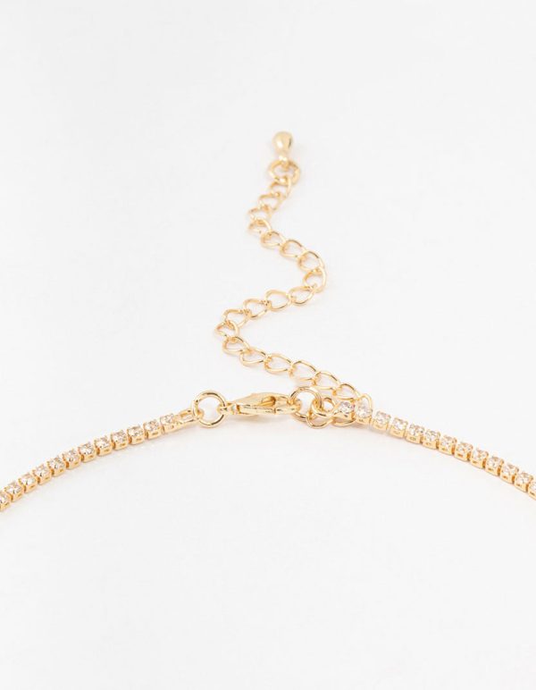 Gold Marquise Cubic Zirconia Station Necklace For Discount - Image 3