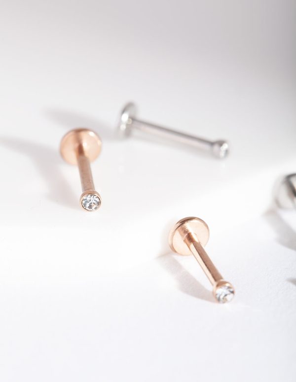 Mixed Metal Surgical Steel Flat Back Earring 6-Pack Sale - Image 2